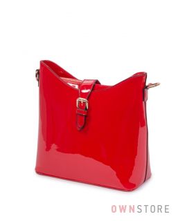 Купить женскую сумку Farfalla Rosso красную лаковую с перекидом - арт.91044